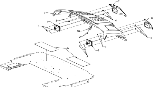 Hood Diagram and Parts List for 747EFI4X4 (37AM485D010)(2017) Cub Cadet Lawn Tractor Accessories